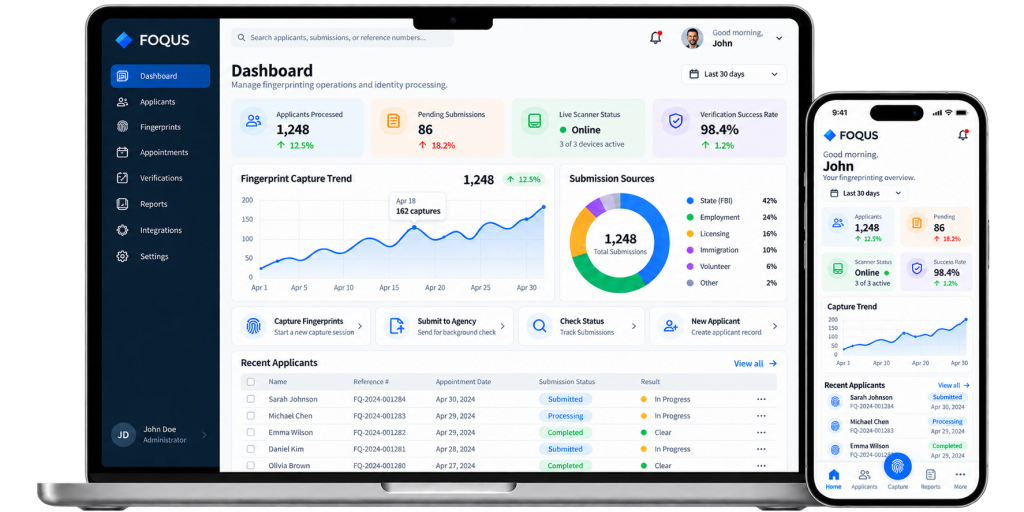 Foqus is a system application to help taking the fingerprints and submit electronically