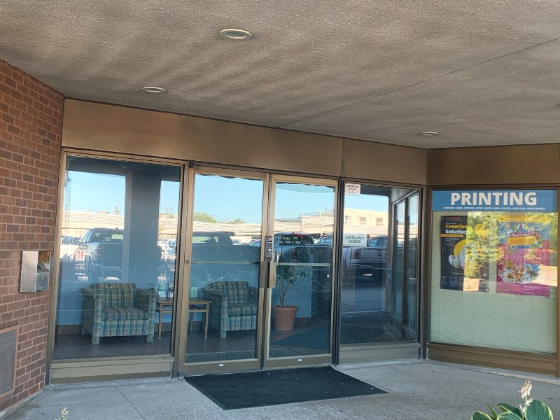 Burlington office: the main entrance doors