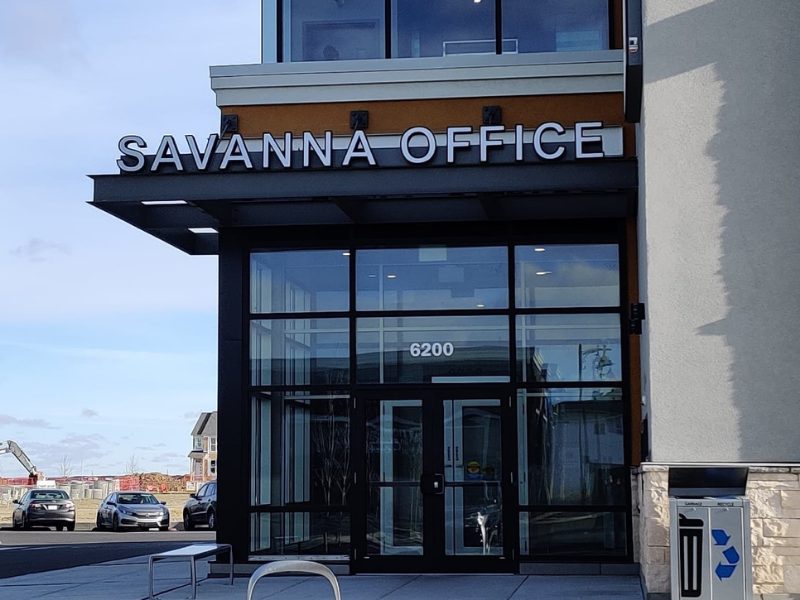 Calgary NE office: the wheelchair-accessible main entrance