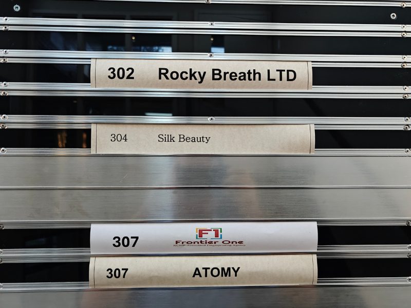 Calgary SE office: the directory board, listing unit 307