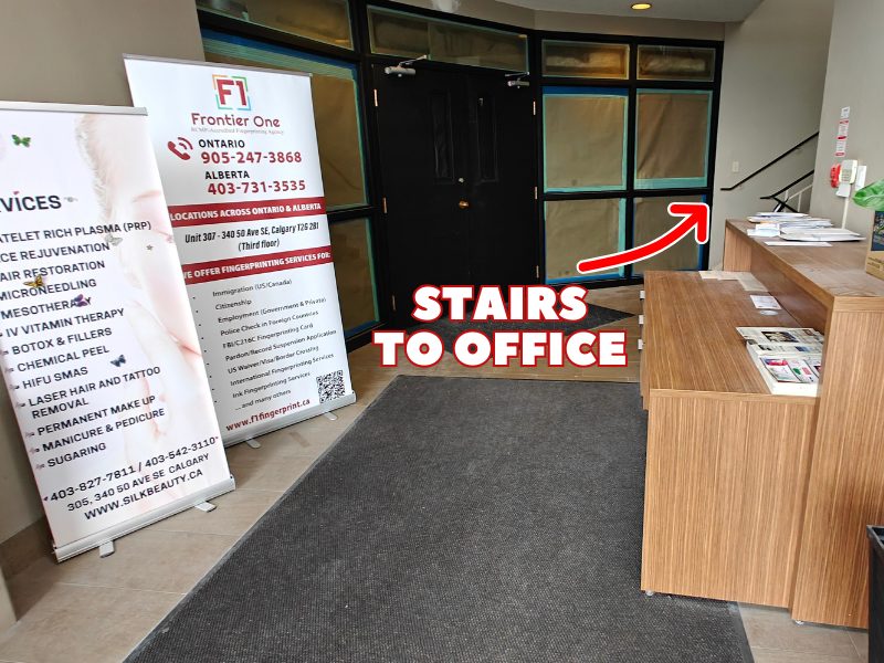 Calgary SE office: stairs to the office on the third floor