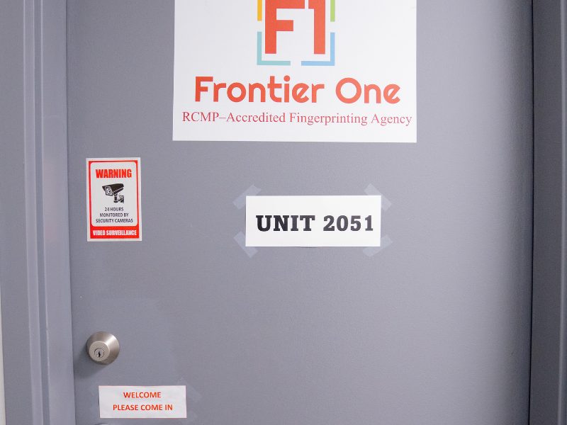 Markham office: the door of unit 2051, Frontier One Inc.