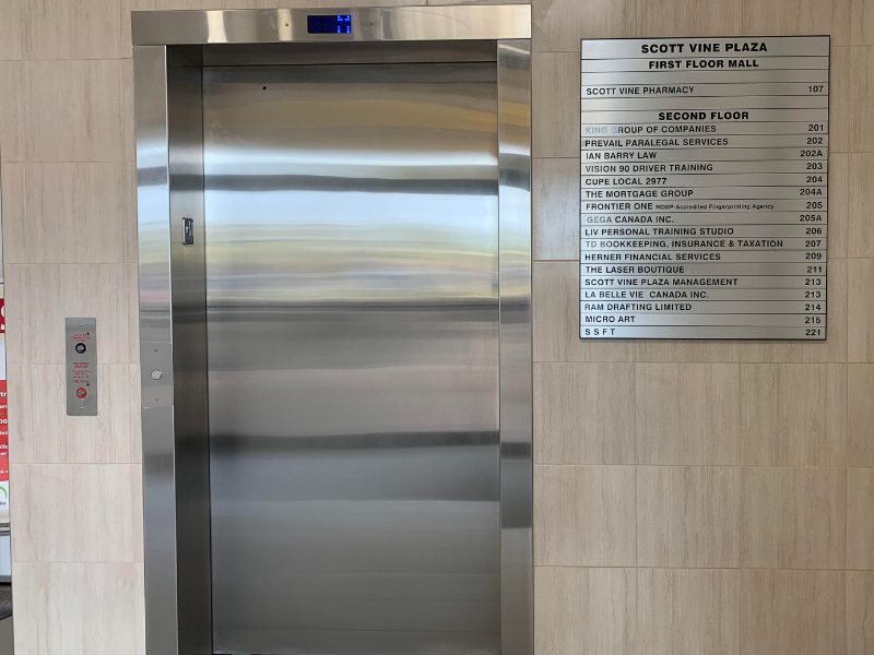 St. Catharines office: the elevator at the second entrance